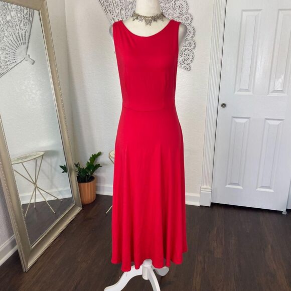 Lulus Vintage 2000's Made in USA Red Sexy Vampy Open Low Back Midi Dress M - Picture 3 of 8